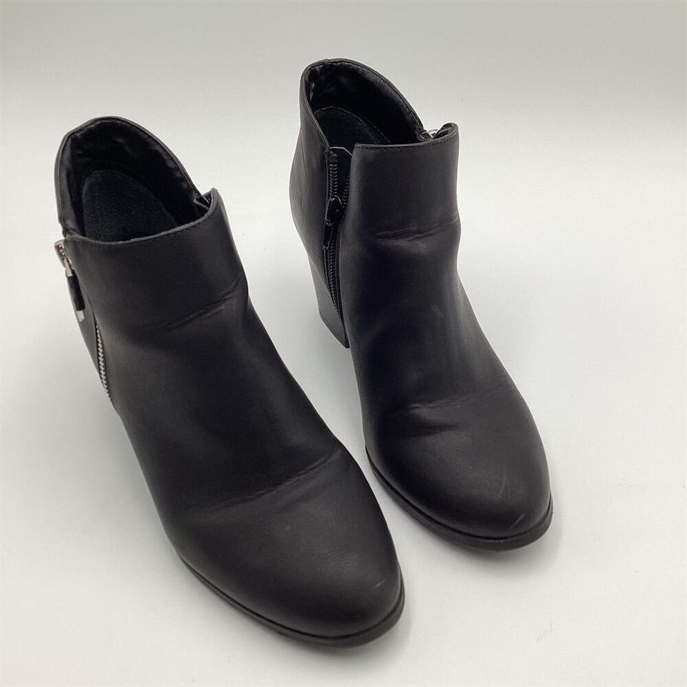Style & Co Women's Black‎ Ankle Booties Size 9M Almond Toe Block Heel